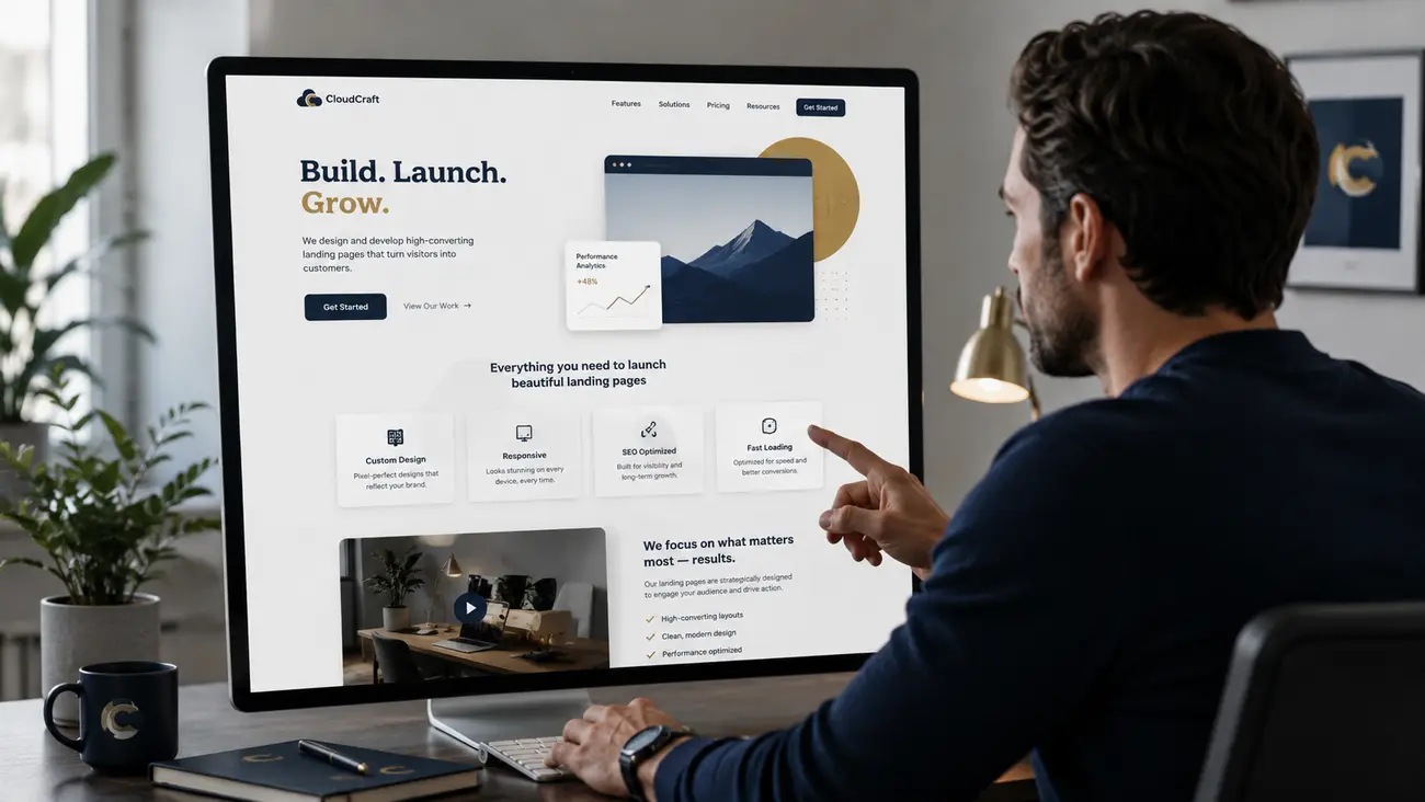Equipo trabajando en una página web
